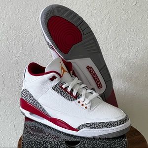 🆕 Jordan 3 Retro Cardinal Red Sz12